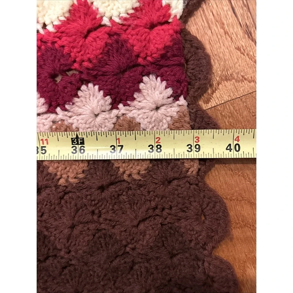 Vtg Multicolor Crocheted Knit‎ Afghan Blanket Couch Throw Rustic Cabincore